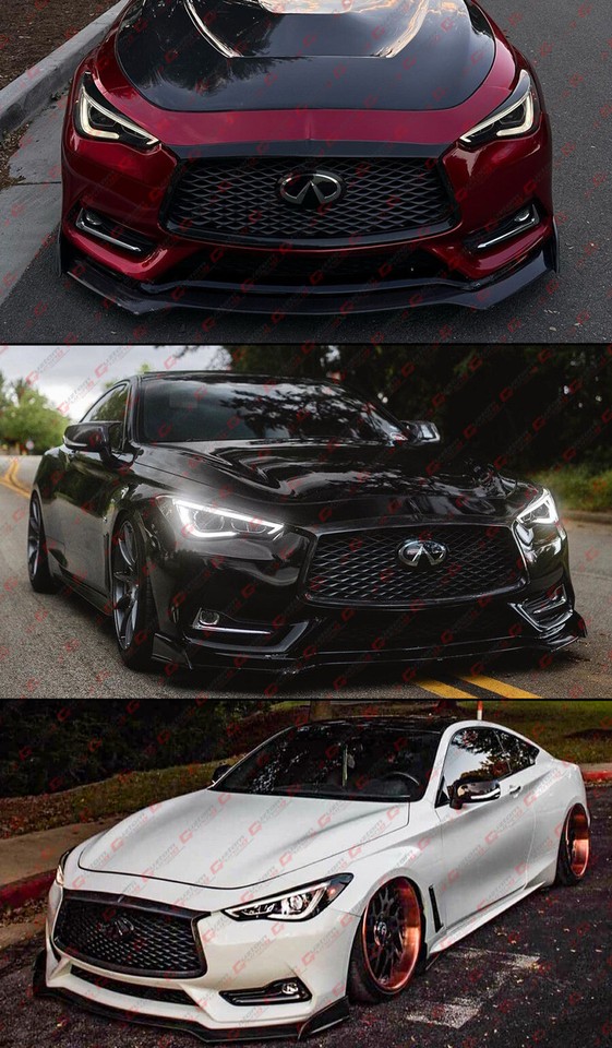 For 2017-2022 INFINITI Q60 V37 PU ST Style Front Bumper Lip Spoiler Splitter eBa For 2017-2022 INFINITI Q60 V37 PU ST Style Front Bumper Lip Spoiler Splitter eBa