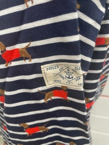 JOULES Harbour Style Top Navy Sausage Dog Dachshund Design Sz 10 14 16 FreeUKP&P - Picture 3 of 3