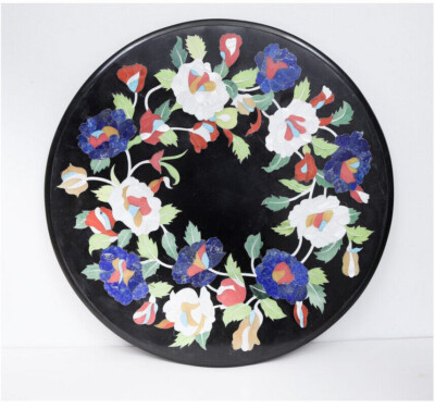 12'' black Marble Center coffee Table Top Inlay Pietra Dura Handmade item Work