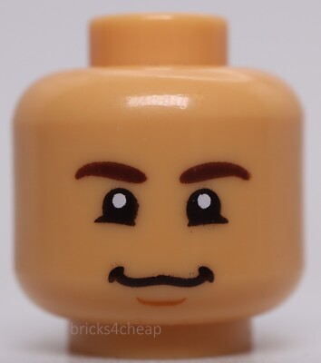 smile Lego Medium Tan Head Dual Sided Dark Brown Eyebrows Chin Dimple