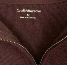 Croft  Barrow Men  s Medium Quarter Zip Sweater Maroon 100 Cotton Pullover C Z1
