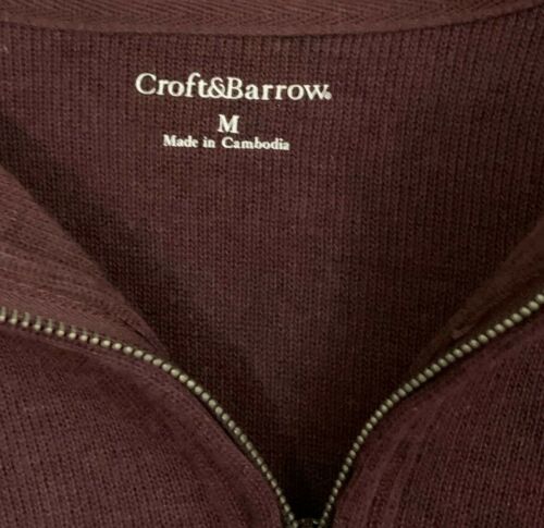 Croft Barrow Size Medium Pullover Sweater Maroon Mens Regular Fit Quarter Zip Z1