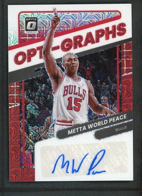 2021-22 METTA WORLD PEACE AUTO PANINI DONRUSS OPTIC OPTI GRAPHS MOJO RED