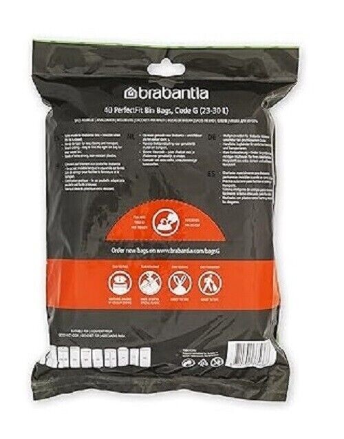 Brabantia Bin Liners Size G 2330 L 40Bags ExtraStrong Easy Transport