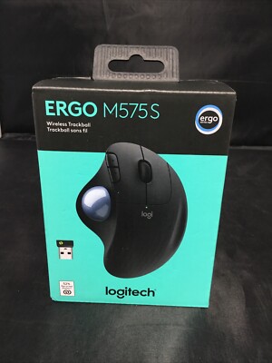 Authentic Logitech Ergo M575S Wireless Bluetooth Trackball Mouse (BLACK) NEW