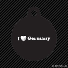 I Love Germany Keychain Round with Tab dog engraved many colors