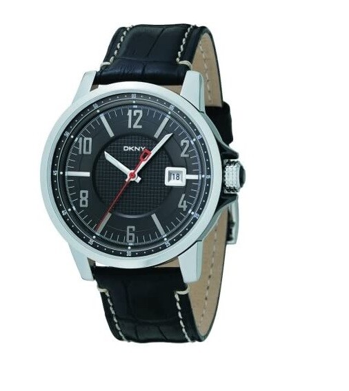 DKNY NY1328 Gents Black Dial black Leather Strap Watch SK111 ZZ 40