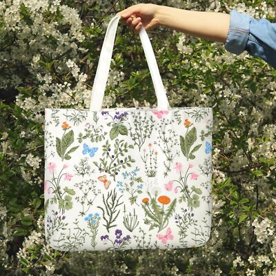 Bencailor 2 Pcs Floral Canvas Tote Bags Cute Aesthetic