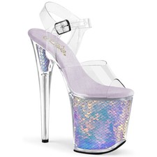 8" Lavender Purple Sequin Platform Mermaid Tail Stripper Pole Dancer Heels Shoes