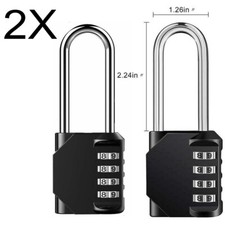 2Pack Long Shackle Padlock Steel 63mm Outdoor Safety Lock with Security Code