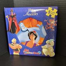 DISNEY ALADDIN MY FIRST PUZZLE BOOK-5 COMPLETE 12 PIECE PUZZLES-NEW