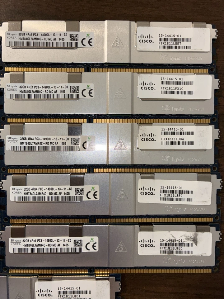 SK Hynix 32GB PC3L-14900L ECC Server RAM DDR3-1866MHZ HMT84GL7AMR4C-RD Lot of 11 - Image 3 of 4