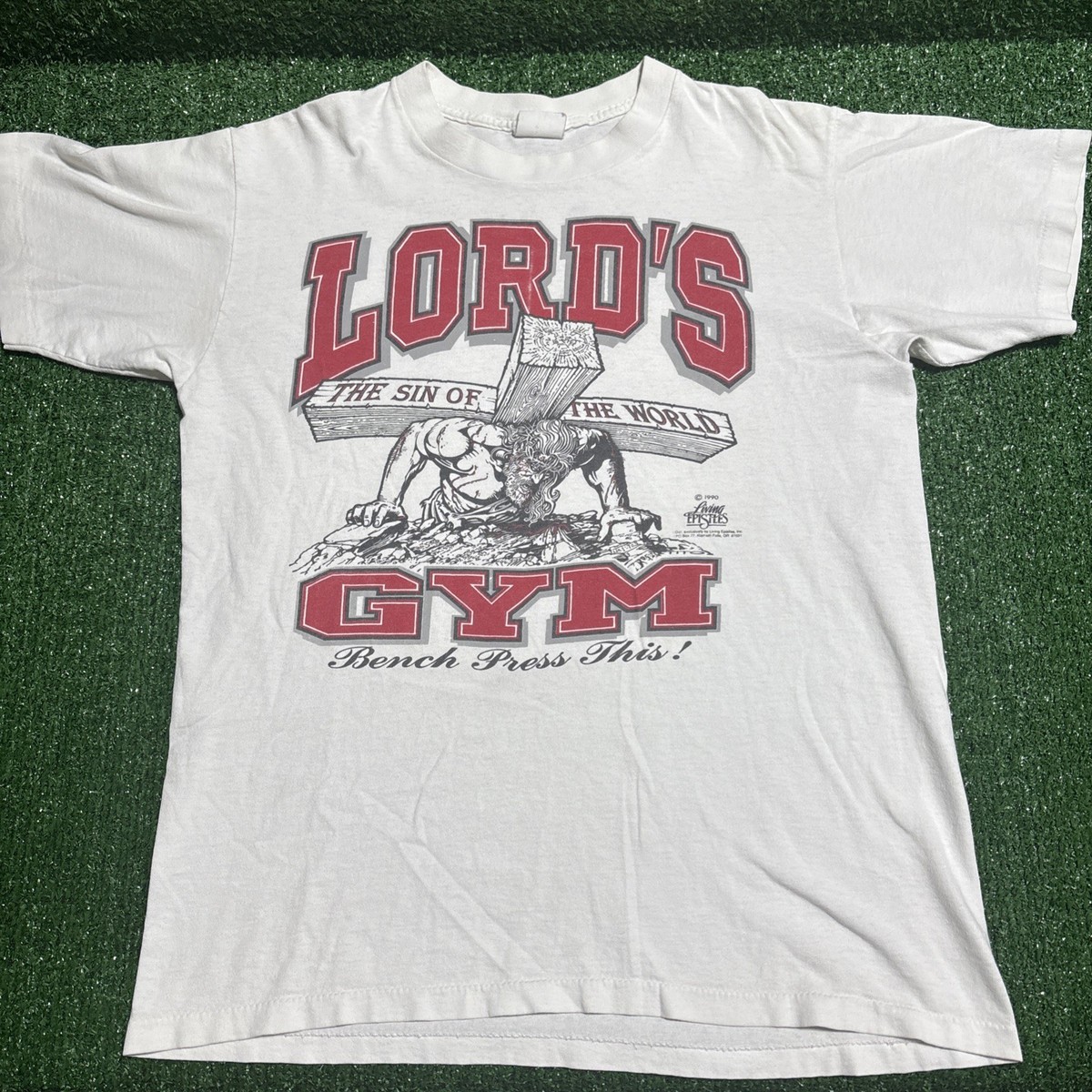 Vintage 90s Lords Gym Size M Jesus Distressed Living Epistles Dbl