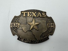 TEXAS Belt Buckle 1836-1845 Lone Star State Brass Buckle.     J9