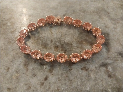 Morganique Quartz (Triplet) Link Bracelet/18KVermeil RGold/Sterling,Sz 7.25 OR8" - Picture 13 of 15