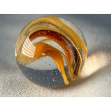 Vintage Style Glass Marble Yellow Orange Latticino Swirl 0.90 Inch