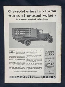 Magazine Ad - 1931 - Chevrolet Trucks