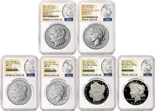 6 Coin Set 2025 Morgan and Peace Silver Dollars NGC MS PF RP 70 FDOI MP presale