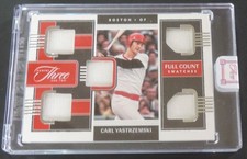 2022 PANINI THREE & TWO CARL YASTRZEMSKI 5 GAME USED JERSEY #ED 42/49 RED SOX