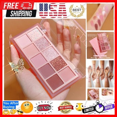 10 Colors Eyeshadow Palette,Matte&Glitter&Shimmer Eyeshadow Makeup,Pink Powde...