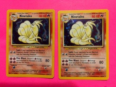 PAIR OF POKEMON CARDS -NINETAILS HOLO BASE SET VINTAGE CARDS COOL LOOK!!