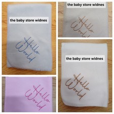 baby blankets Fleece Hello World Design Embroidery