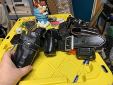 Police Duty Belt - Size 30 w/ Holsters and Cuffs- Bianchi- Safari- Boston #1 Key