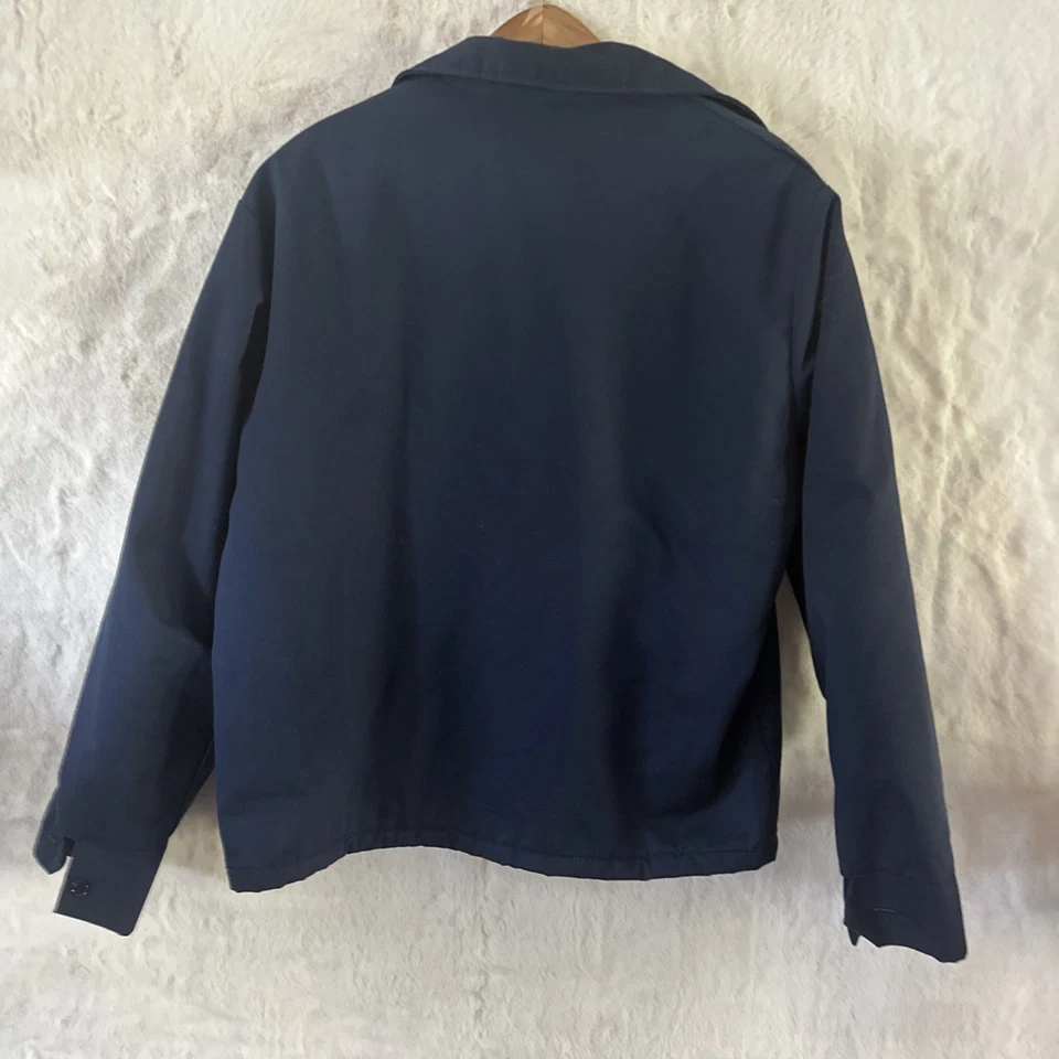 Vtg Sears Work Outerwear Blue L Flight Bomber Jacket Coat Mechanic Gas Station - Image 4 of 4