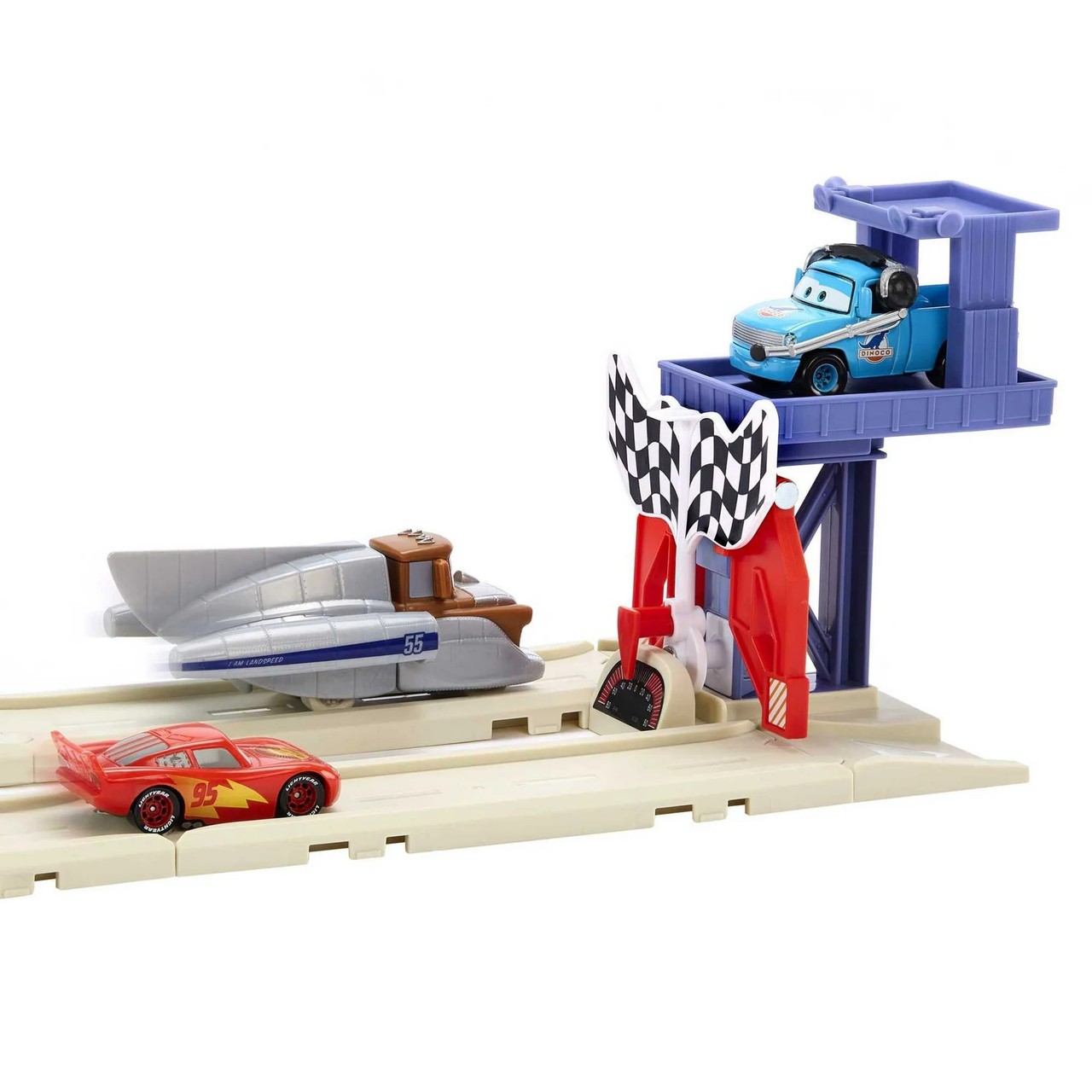 Disney Pixar Cars On The Road Salt Flats Super Speed Playset with 2 Cars
