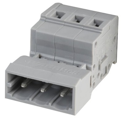 WAGO Plug Terminal Plug Connector with CAGE CLAMP Actuation 3 way 5mm pitch Grey