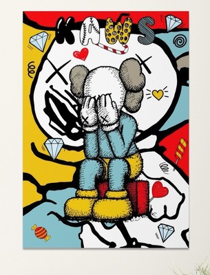 Kaws Graffiti Wall Art  -  39 x27  Wall Decor - Canvas - Ready to Hang on Wall -