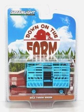 Down On The Farm Bale Throw Wagon Light Blue 1:64 Scale Greenlight 48100F