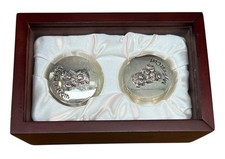 Vintage Silver Plated Baby  s First Curl  Tooth Glass Lid Rosewood Keepsake Box
