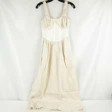 Tach Nasser Midi Bicolor Beige Dress Linen/Viscose Sleeveless - Women's Size XS