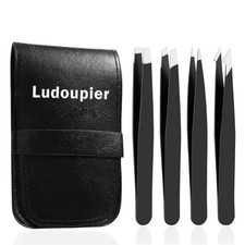 Elegant 4 1 Tweezers Set for Eyebrows and Facial Hair Removal - Travel Ready 