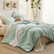 Bedsure Oversized Queen Comforter Set - 7 Pieces Sage Green Bedding