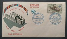 Enveloppe Premier Jour 1959 Timbre Palais De L' OTAN N° 1228 Oblitéré Paris