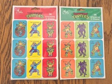 VINTAGE 1989 TEENAGE MUTANT NINJA TURTLES STICKERS LOT OF 2 ARTIS NEW SEALED