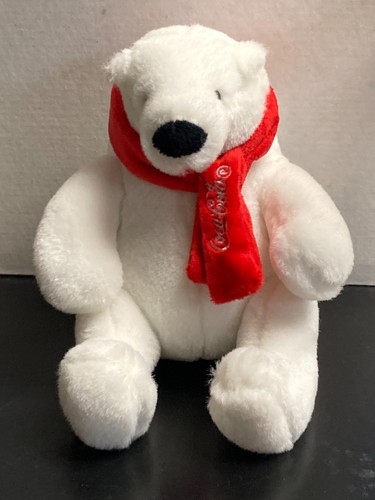 Coca-Cola White Polar Bear Red Scarf Plush Bear 6"