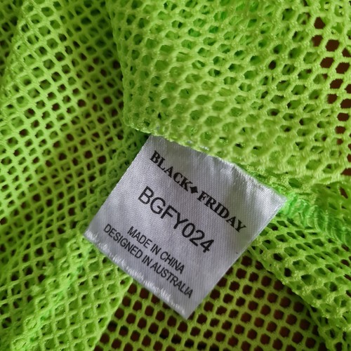 Women's size M 'BLACK FRIDAY' Gorgeous neon green mesh fishnet t-shirt top - EUC - Picture 6 of 7