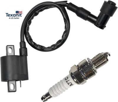 2PCS High Motorcycle Ignition Coil with A7TC Spark Plug, Plug & Play Accessories