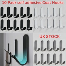 10Pcs Self Adhesive Hooks Heavy Duty Stainless Steel Wall rack Coat Hook Door