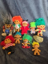 Vintage Troll Dolls Mixed Lot of 9 DAM Russ Ace Novelty Colorful Hair Figures