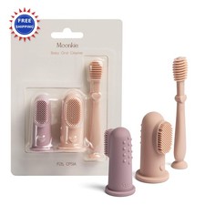 Baby Finger Toothbrush Tongue Oral Cleaner Kit 3 Pcs Moonkie Months Blush Pale