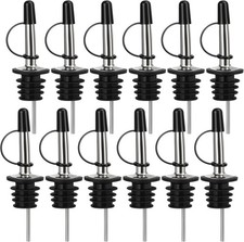 12 Pack Liquor Pour Spout, Stainless Steel Classic Bottle Pourers with Rubber Du