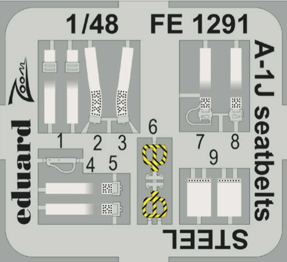 Eduard FE1291 1:48 Douglas A-1J Skyraider seatbelts STEEL