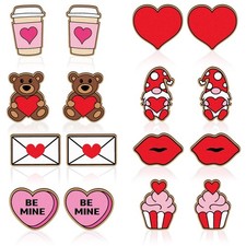 8 Pairs Valentine's Day Wooden Earring Studs Cute Conversation Heart Gnome Bear
