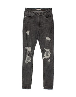 Levi's Damen 721 Distressed High Rise Skinny Jeans W28 L32 Grau Baumwolle BC06