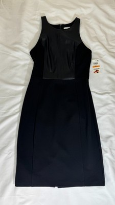 Bar III Womens Black Faux Leather Body Con Party Cocktail Dress - Size S - Black