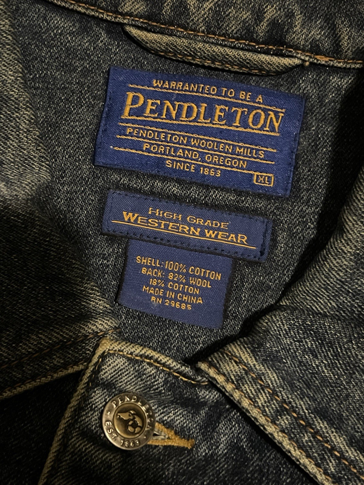 Vintage Pendleton Aztec Denim Jacket  Wool Wester… - image 4